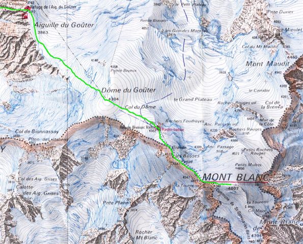 mapa Mt Blanc francouzská